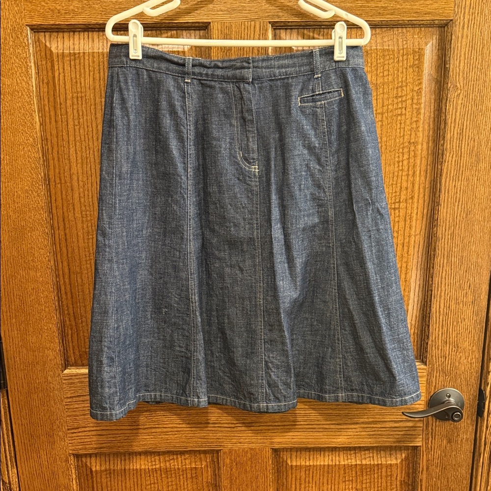 L.L. Bean Blue A-Line Dark Denim Skirt 14